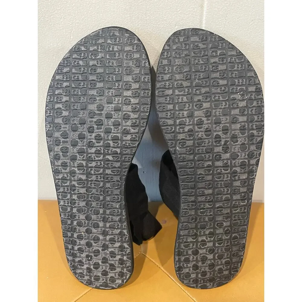 Sanuk Solid Black Sling‎ Back Yoga Sandals Size 9.5 Comfort Barefoot Minamalist